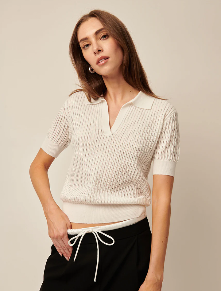 emery knit polo in chalk