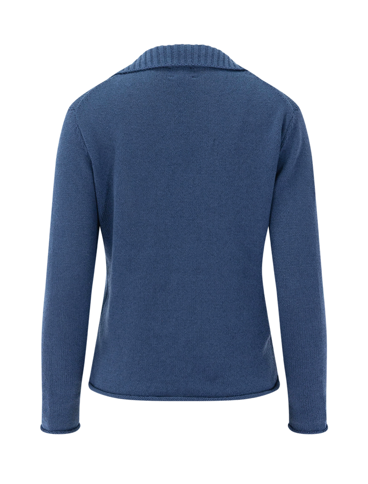 Back view of Line's Pepper Henley Pullover in Blue Lagoon.