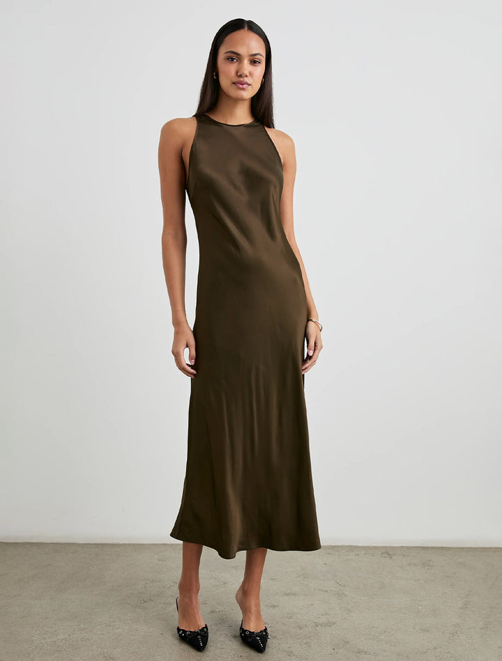 solene dress in dark moss