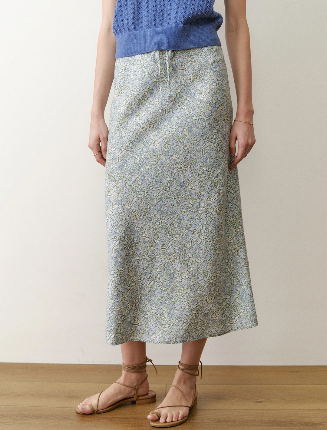 avery hemp midi skirt in cool floral