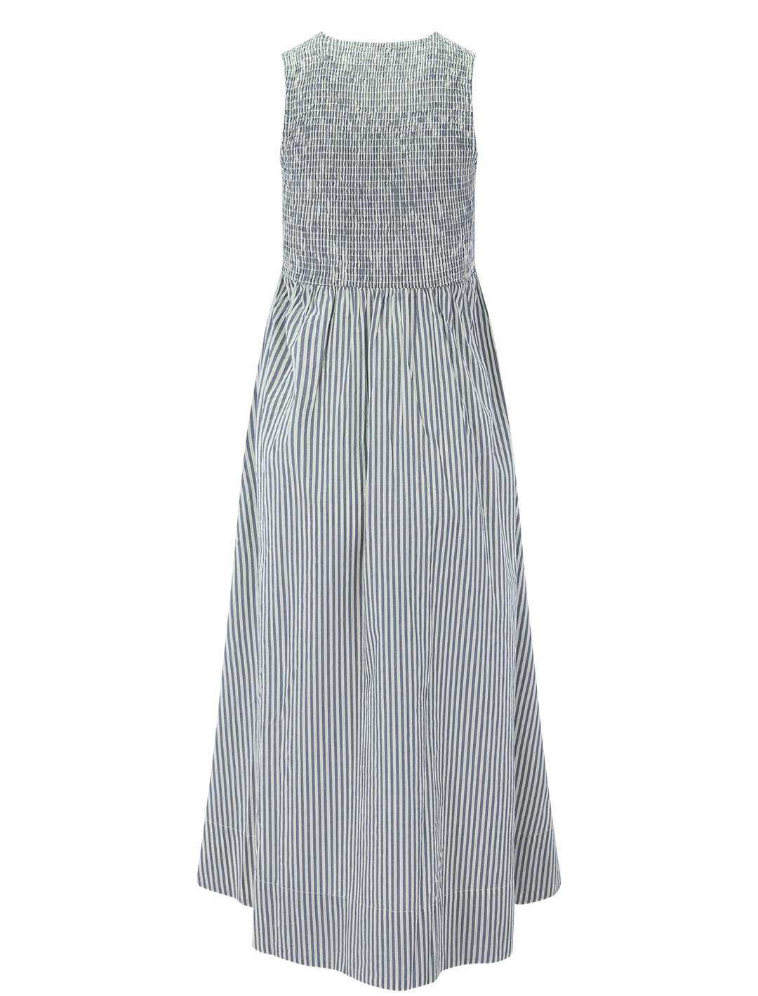 darcy poplin smocked dress in navy stripe