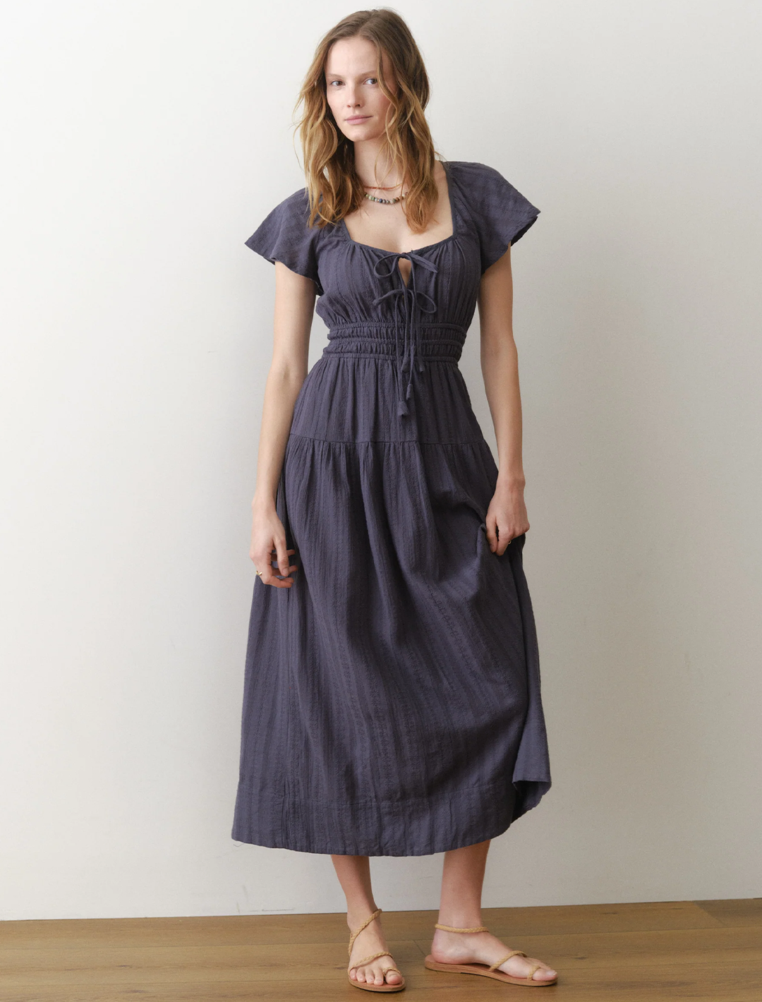 boho midi dress in indigo