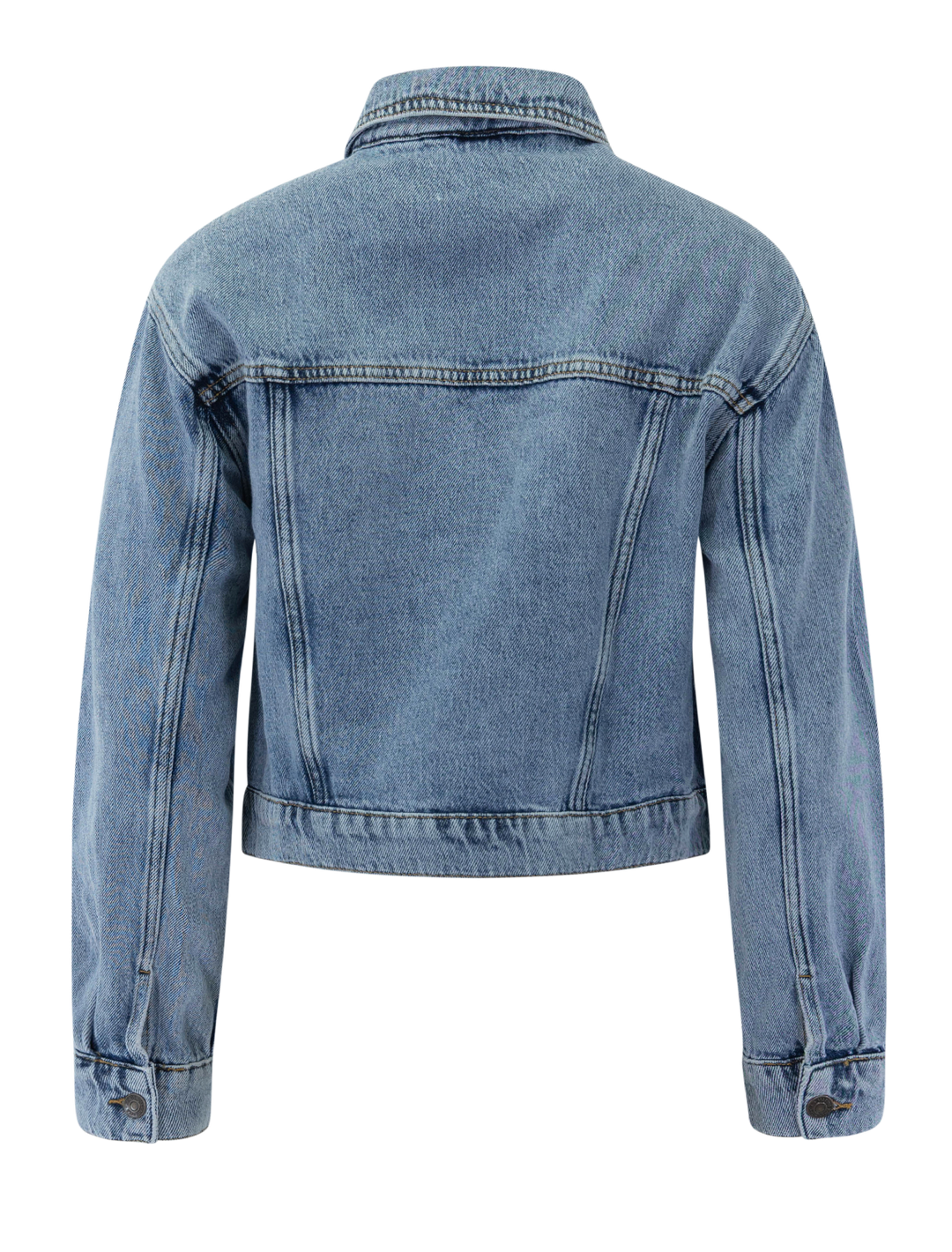 cropped denim jacket in medium wash