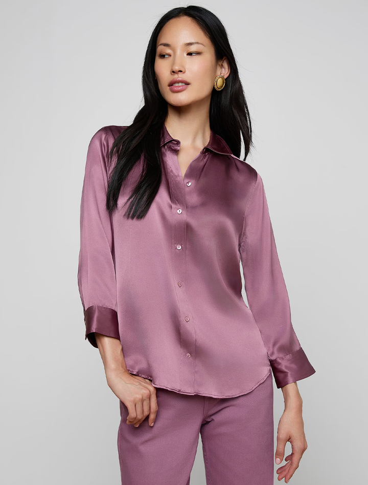 dani silk blouse in dusky orchid