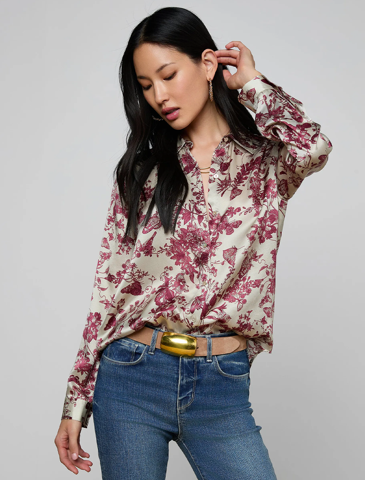 tyler silk blouse in butterfly toile