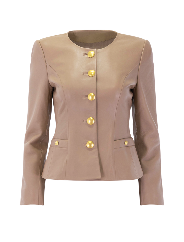 mariella leather blazer in cappuccino