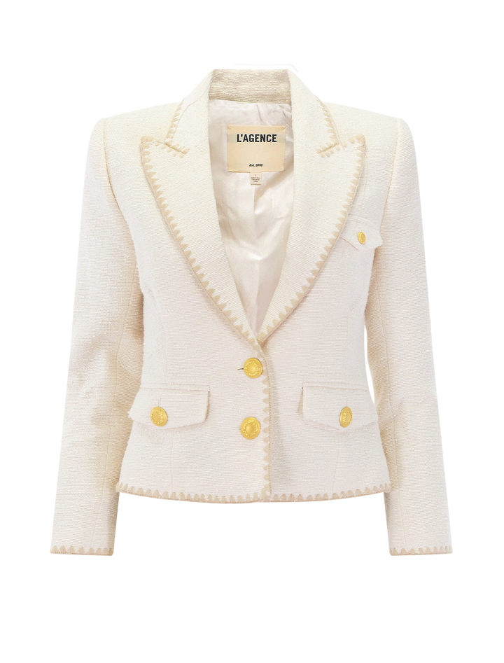 wylla blazer in ecru and biscuit