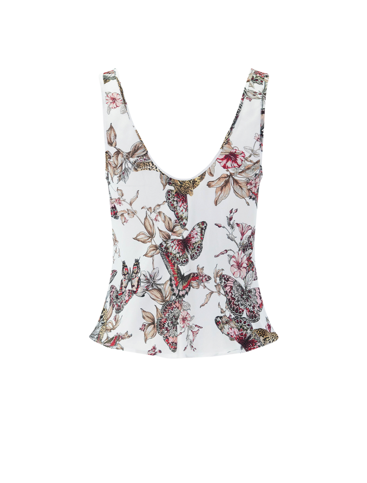 eddie tank in white butterfly jungle