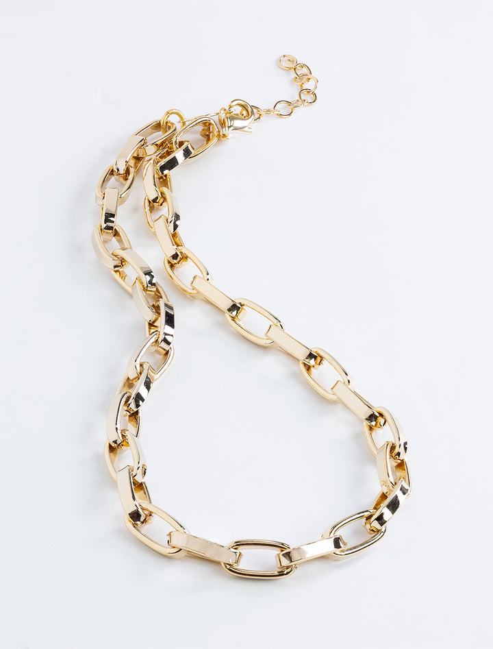 chunky paperclip chain necklace in gold