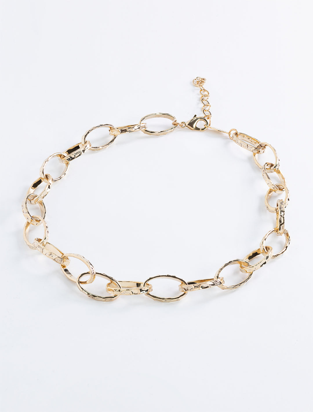 hammered oval chain necklace