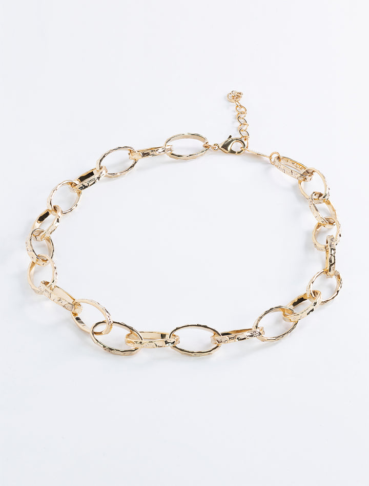 hammered oval chain necklace