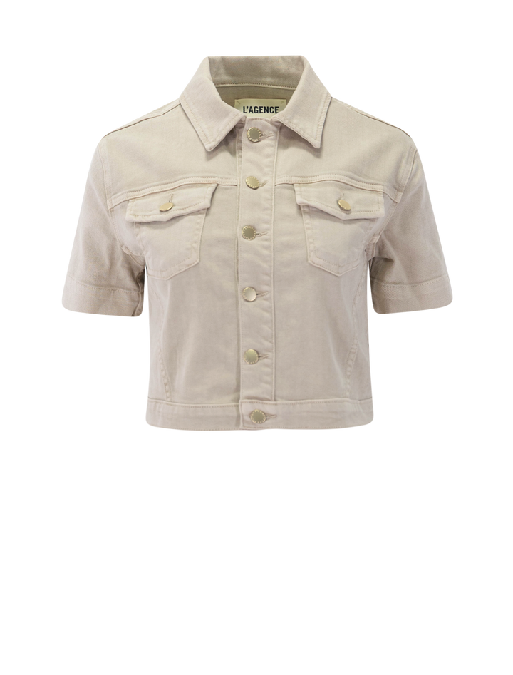 kirstie cropped jacket in biscuit