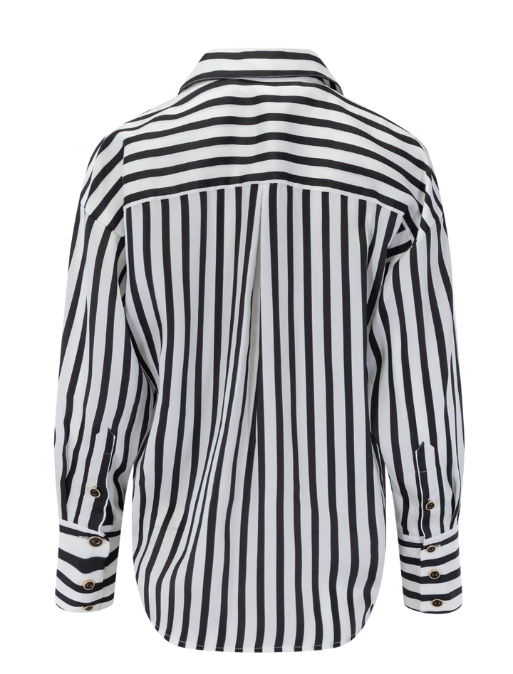 eliora blouse in black and ivory stripe