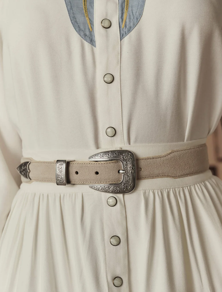 the western belt in cream and silver