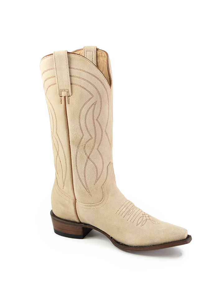 the stetson cowboy boot in pearl suede