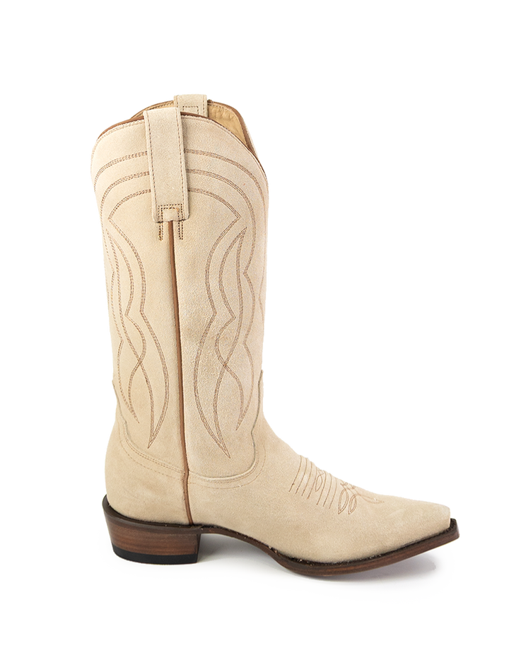 the stetson cowboy boot in pearl suede