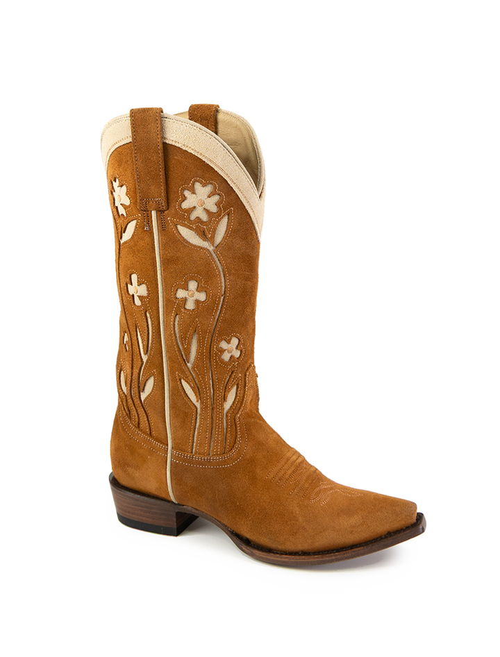 the stetson cowboy boot in tan floral