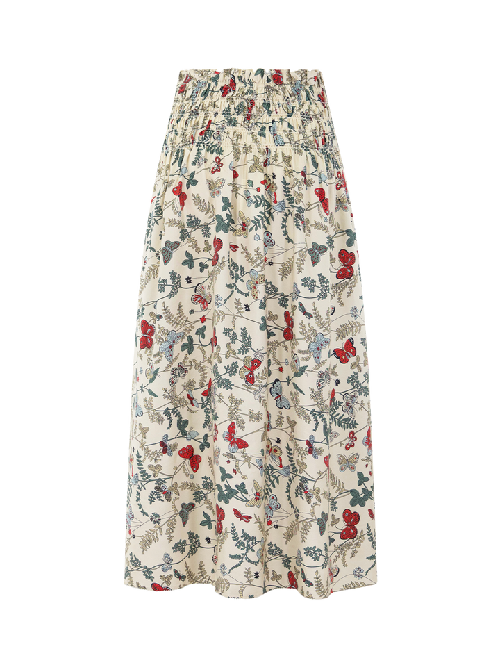 The Great the canary skirt in floating butterfly skirt - back view.