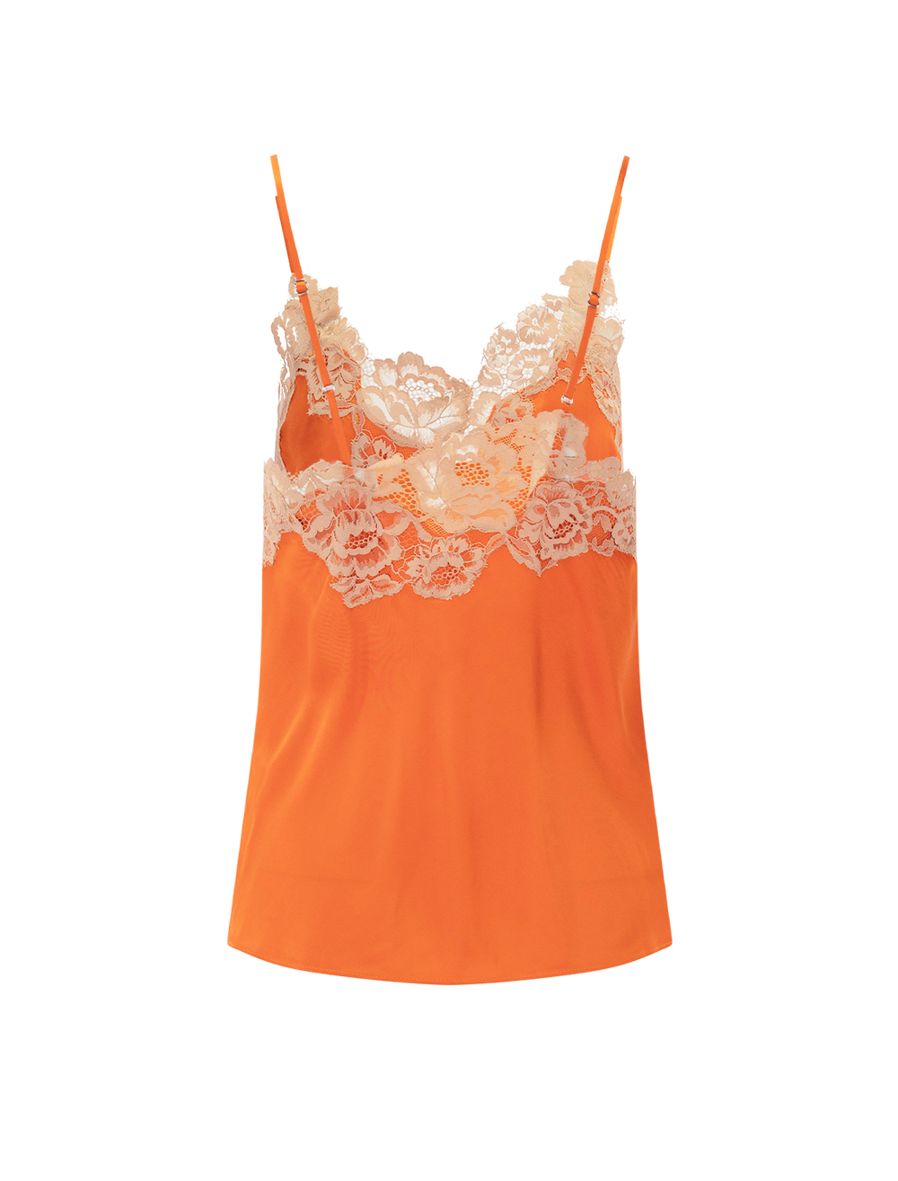 Back view of ALC's hana top in vivid orange and pale blush.