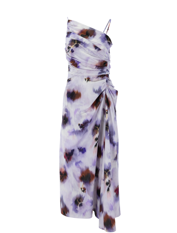 juno dress in lilac multi print