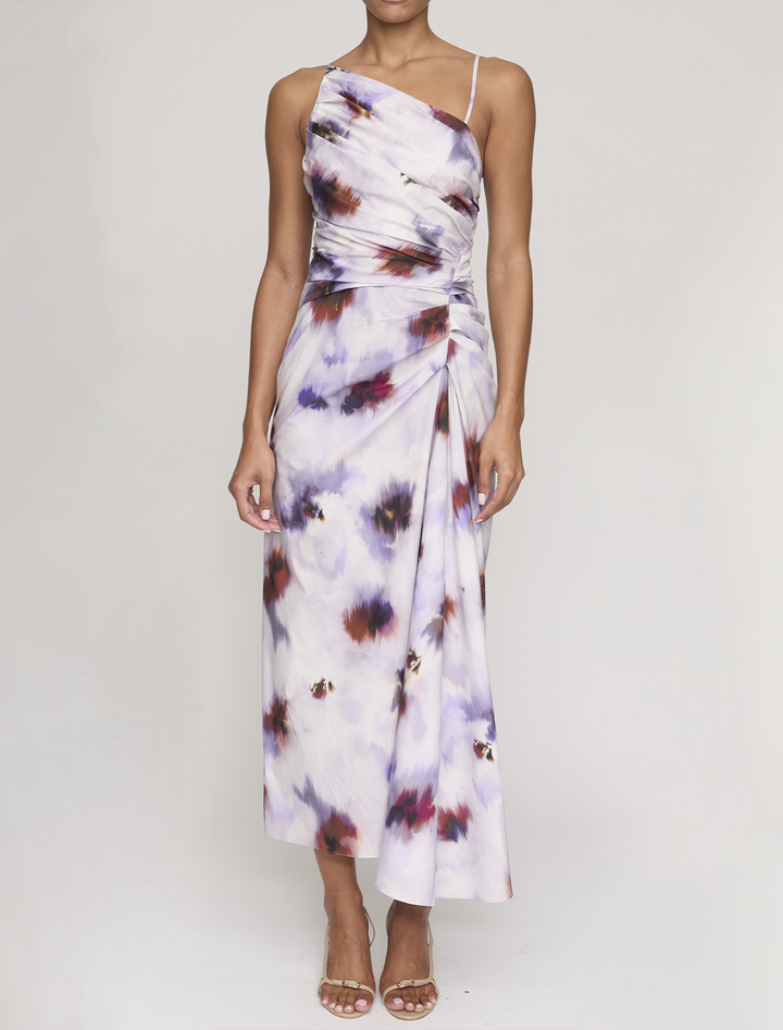 juno dress in lilac multi print