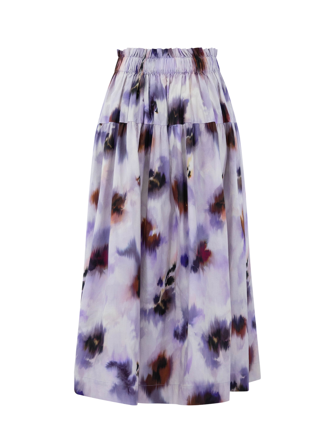 Back view of ALC's jayden skirt in lilac multi print.