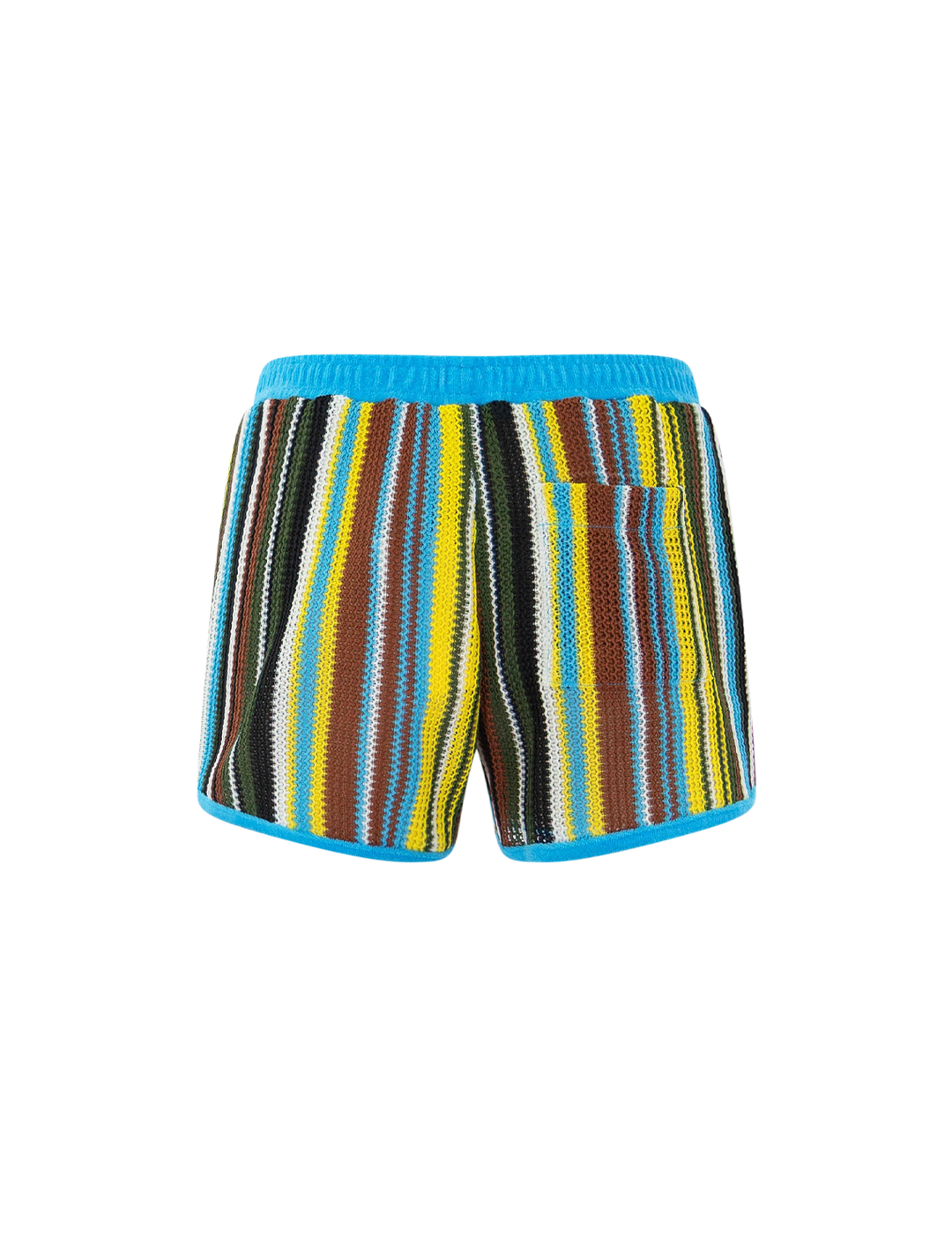 Back view of Staud's rove short in skate stripe.