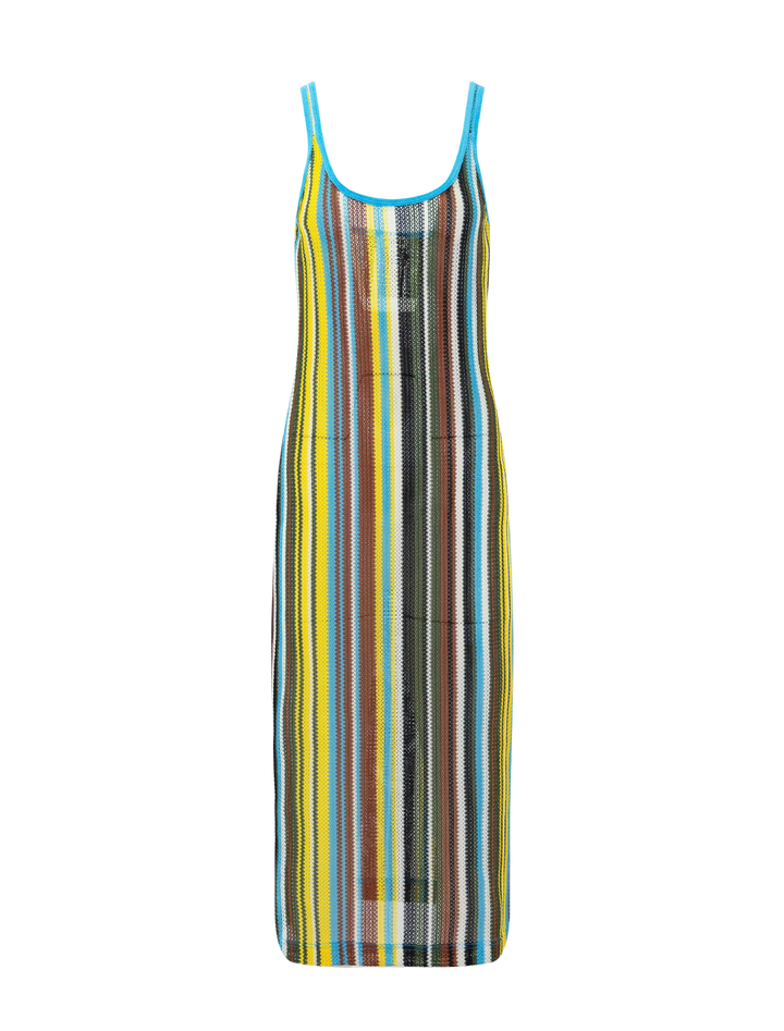 Front view of Staud's jessica dress in skate stripe.