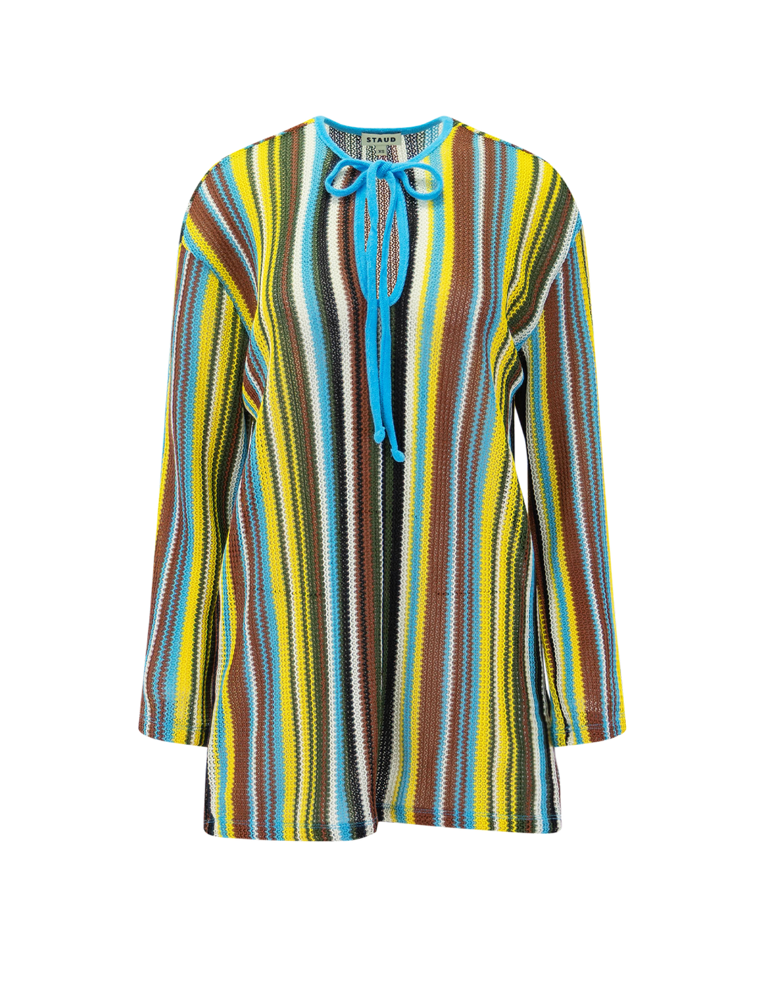 Front view of Staud's catalina tunic dress in skate stripe.