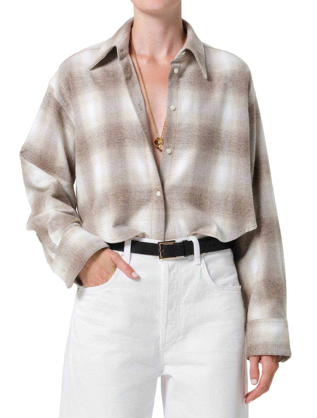 ana cropped shirt in schiffer plaid