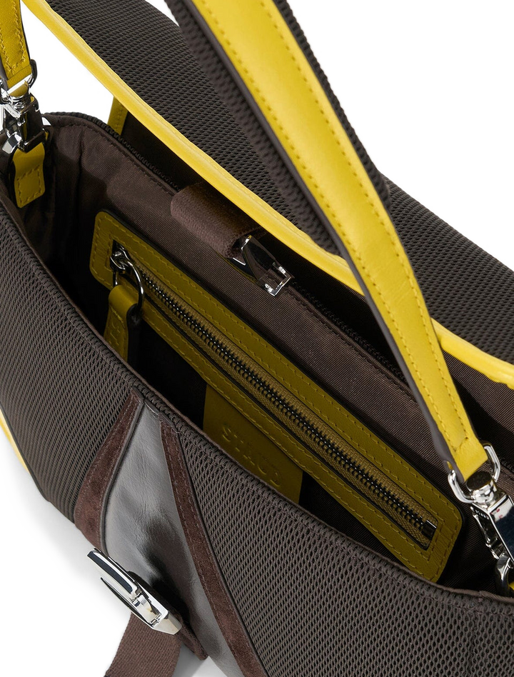 tony shoulder bag in espresso and lemon
