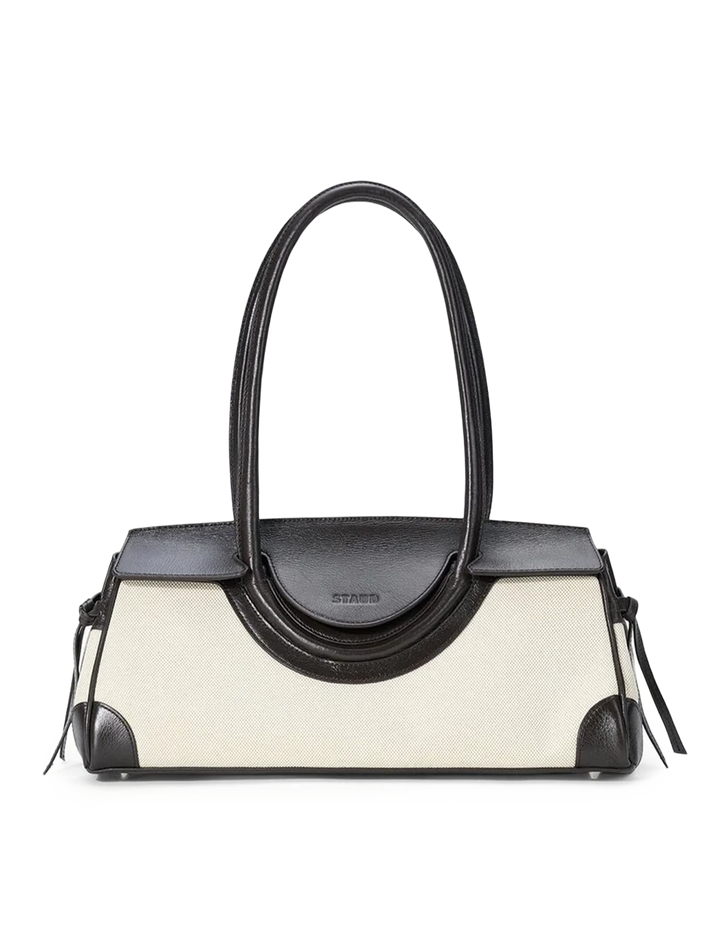 maude shoulder bag in natural and espresso