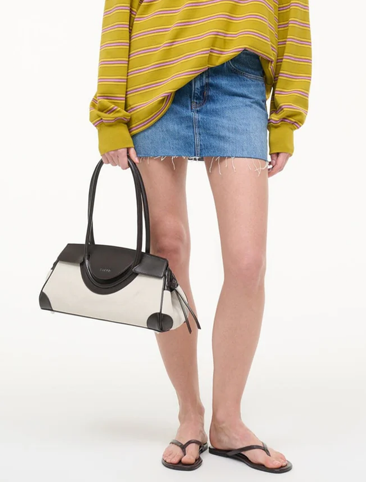 maude shoulder bag in natural and espresso