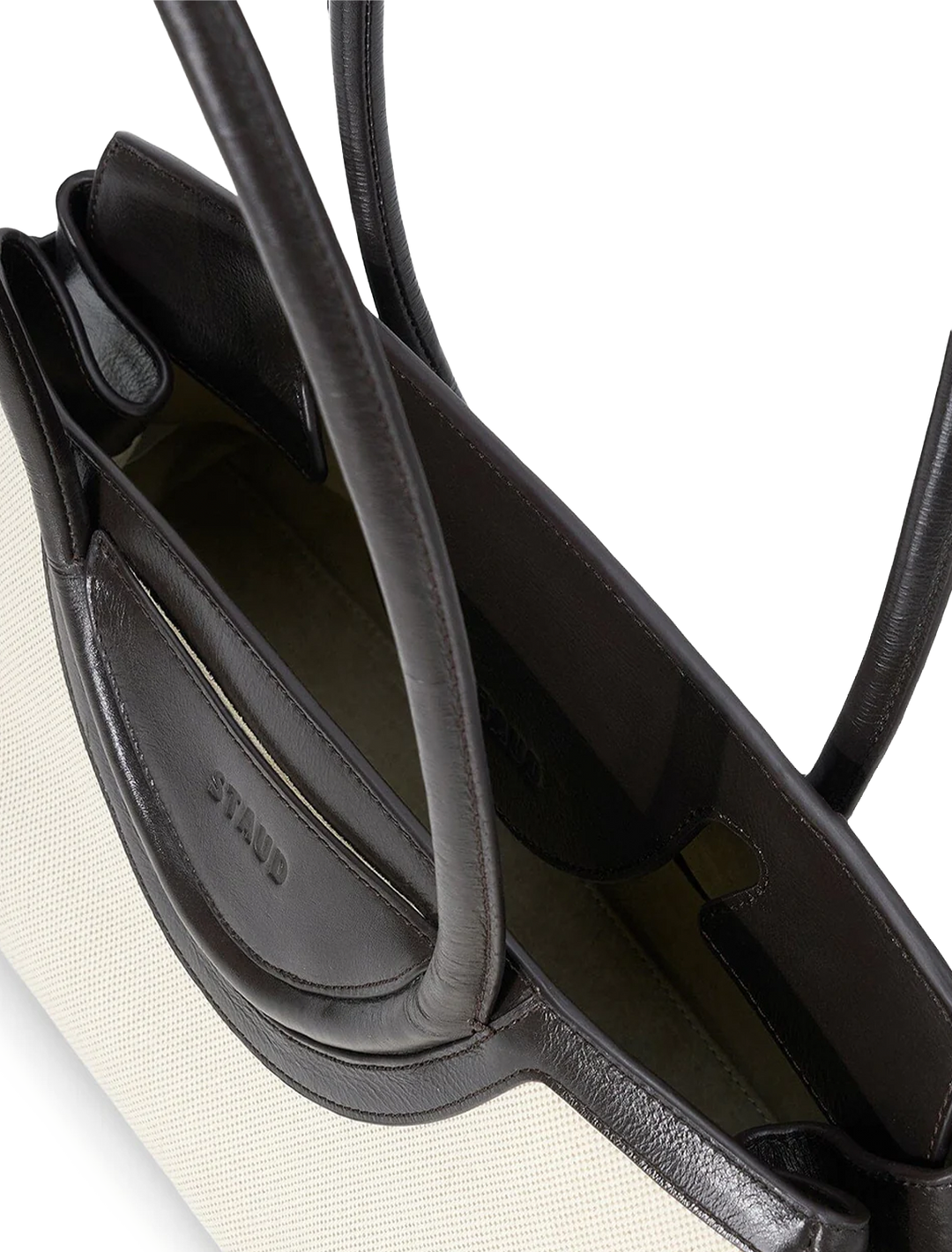 maude shoulder bag in natural and espresso