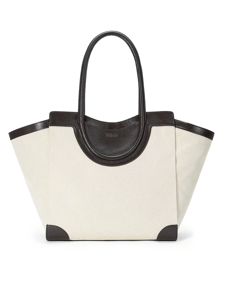 maude tote bag in natural and espresso