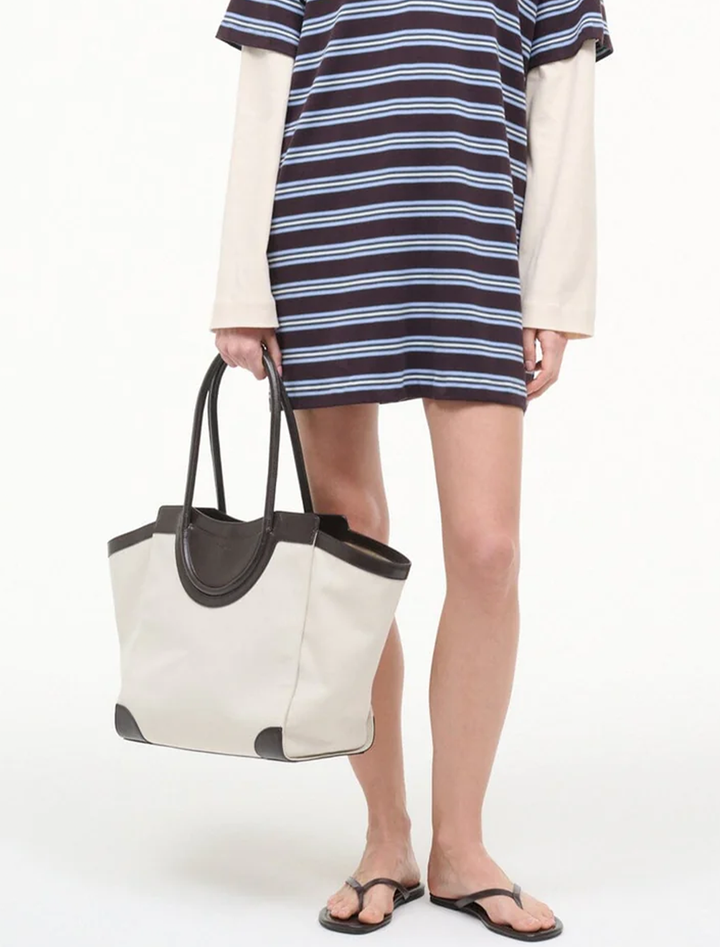 maude tote bag in natural and espresso