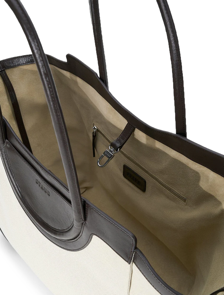 maude tote bag in natural and espresso