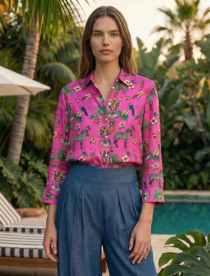 tiffany blouse in jungle disco pink