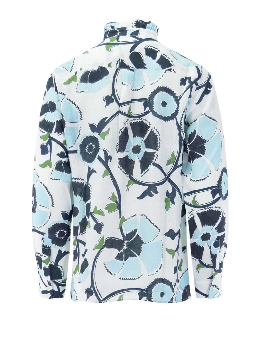 andy blouse in azul lino print