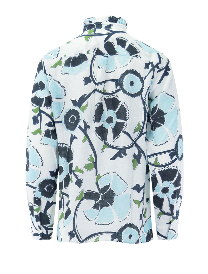 andy blouse in azul lino print