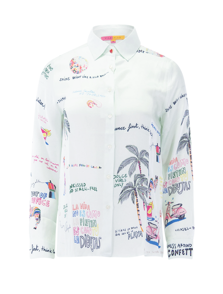 tea blouse in quirky dance print