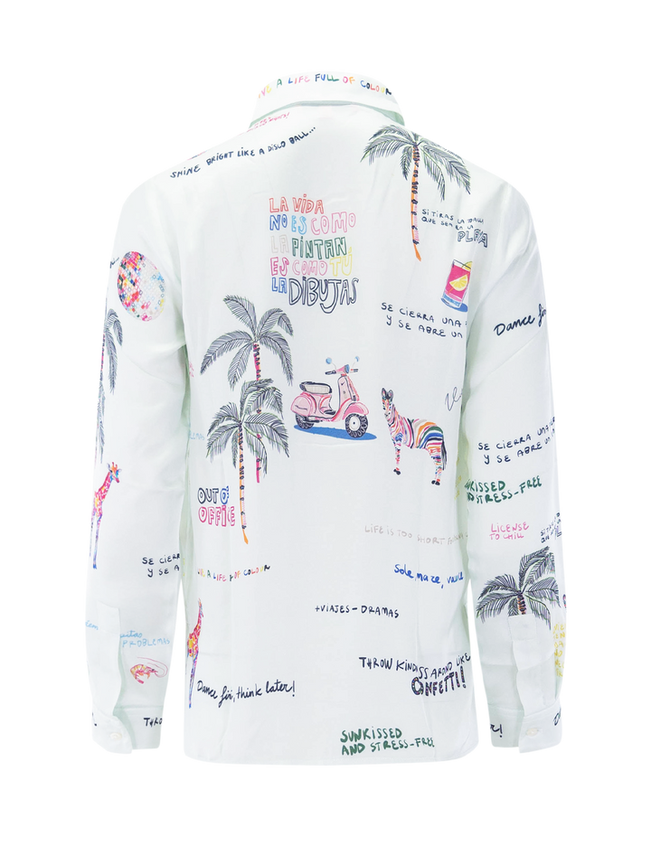 tea blouse in quirky dance print