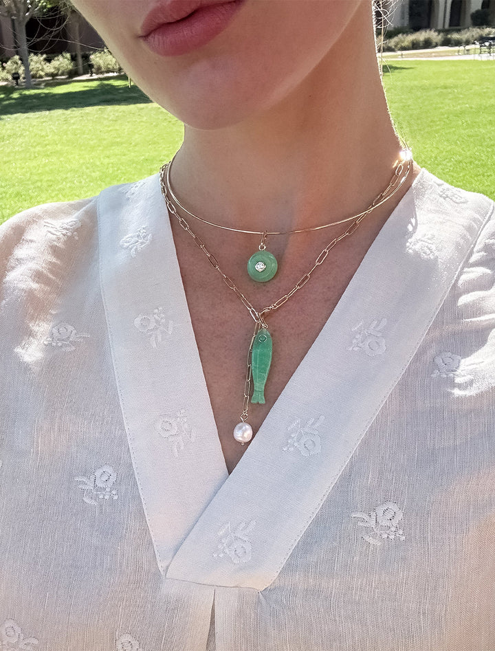 fortuna chrysoprase lariat necklace