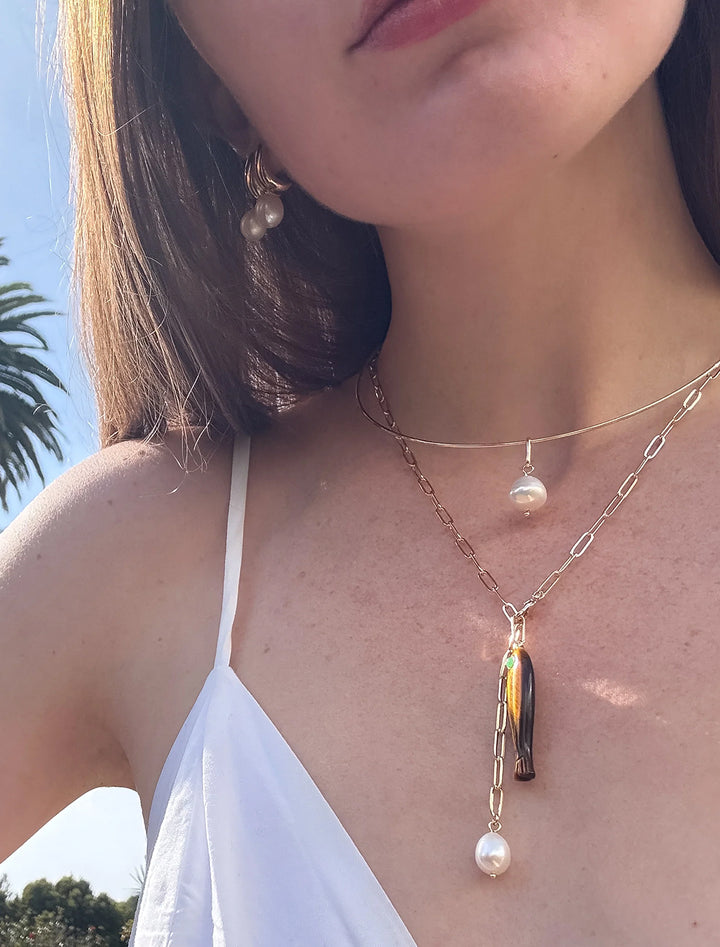 fortuna tiger's eye lariat necklace