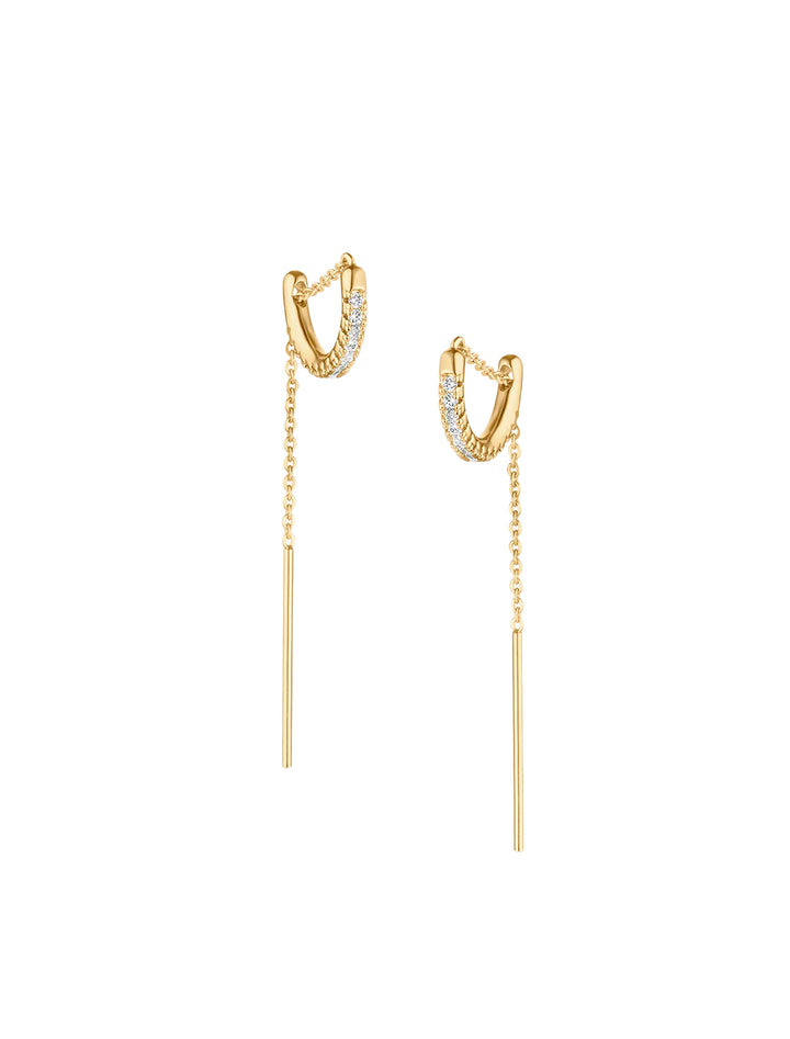 lila pave threader earrings