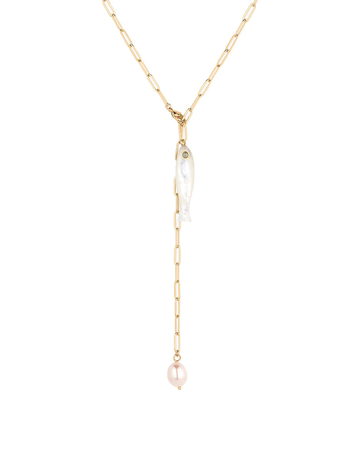 fortuna mother of pearl lariat necklace