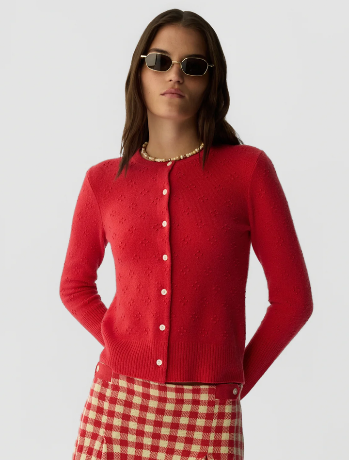 compass jane cardigan in scarlet