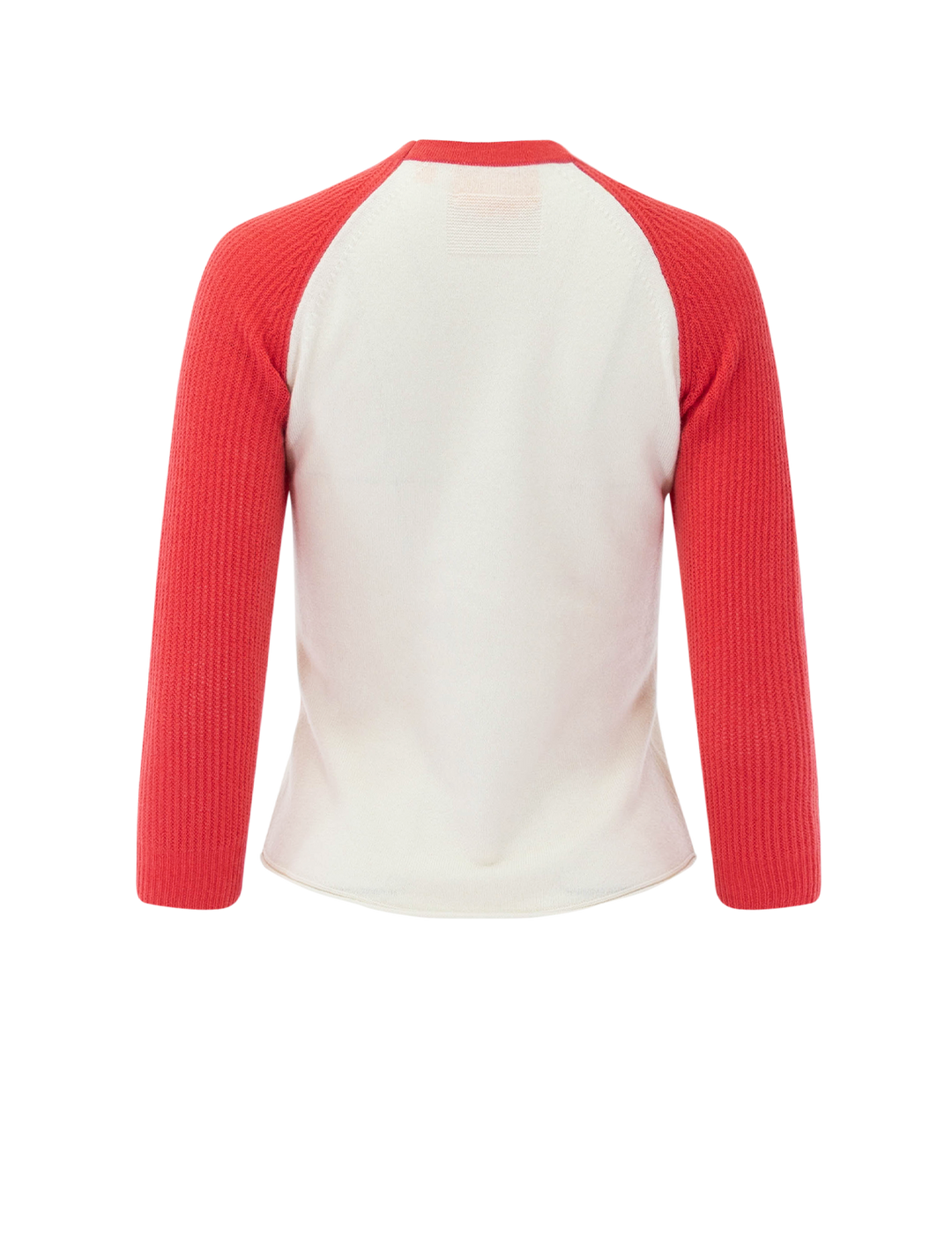 cashmere baseball tee in cream and scarlet