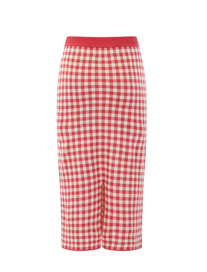 gingham skirt in scarlet and mist