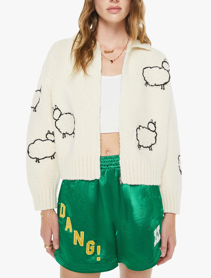 the crop raquette cardigan in wool plus the gang